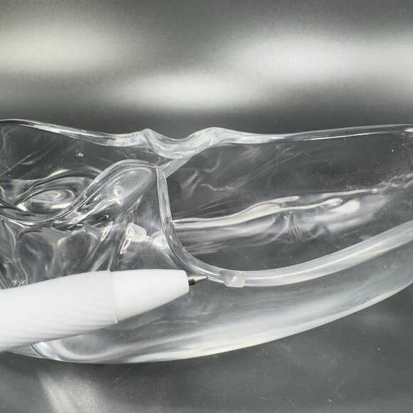 1950s Heisey Glass Clear Elf Shoe Cornucopia Heavy Manganese 365nm Green UV Glow - Picture 13 of 16